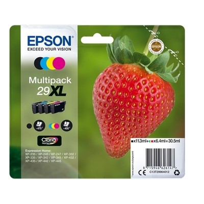 Epson 29XL - Pack x 4 jet d'encre authentique C13T29964012 - Black Cyan Magenta Yellow