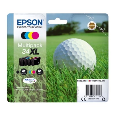 Epson T3476 - Pack x 4 jet d'encre authentique C13T34764010 - Black Cyan Magenta Yellow